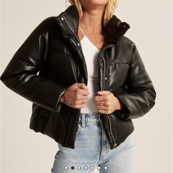 Abercrombie & Fitch Jackets & Blazers - Abercrombie & Fitch Vegan Leather Mini Puffer Jacket Size Large